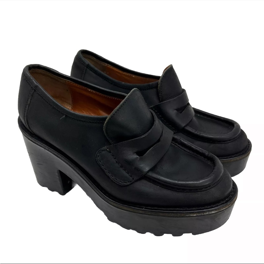 Acne Studios Womens Chunky Heel Loafers Size 37 US 7 Black